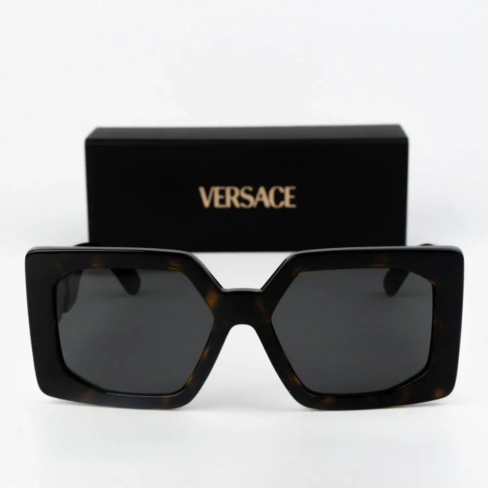 NEW Versace VE4478U 108/87 Havana Dark Grey Square Women Sunglasses